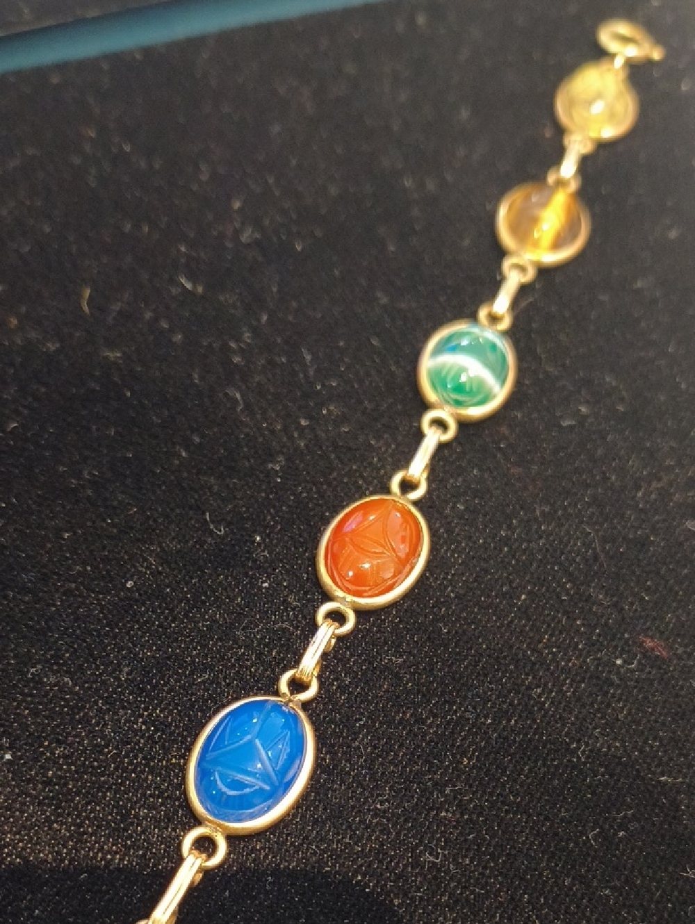 Gold Multicolor Scarab Link Bracelet - Women Jewelry
